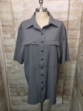 Men's Short-Sleeve Checked Shirt Jacket — Gray